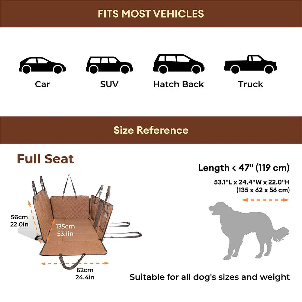 Premium Faux Leather Water-repellent Hammock Dog Car Seat Cover - RideProtector
