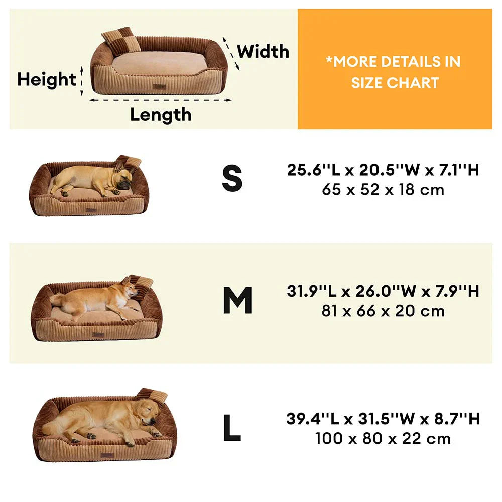 Vintage Colour-Block Flannel Removable Bolster Dog Bed with Pillow– CosyRest