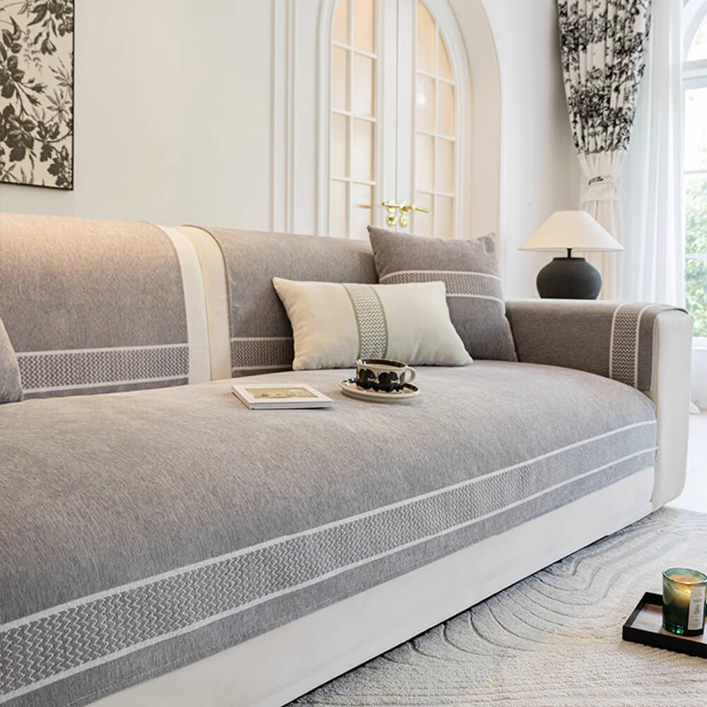 Chenille Jacquard Wide Edge Design Scratch-Resistant Sofa Cover