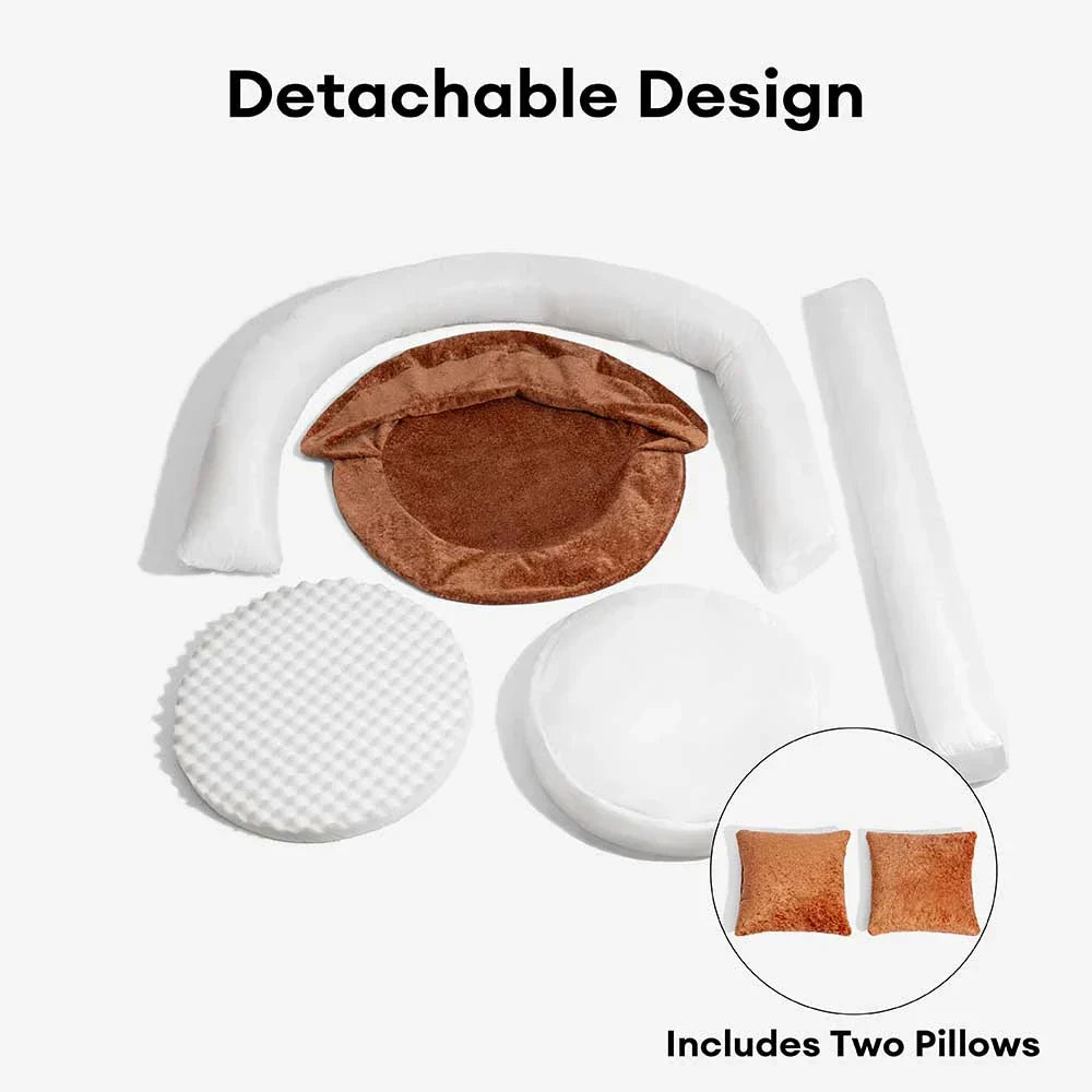Luxe Diamond Velvet Removable Orthopaedic Donut Dog Bed With Pillow - DreamNest
