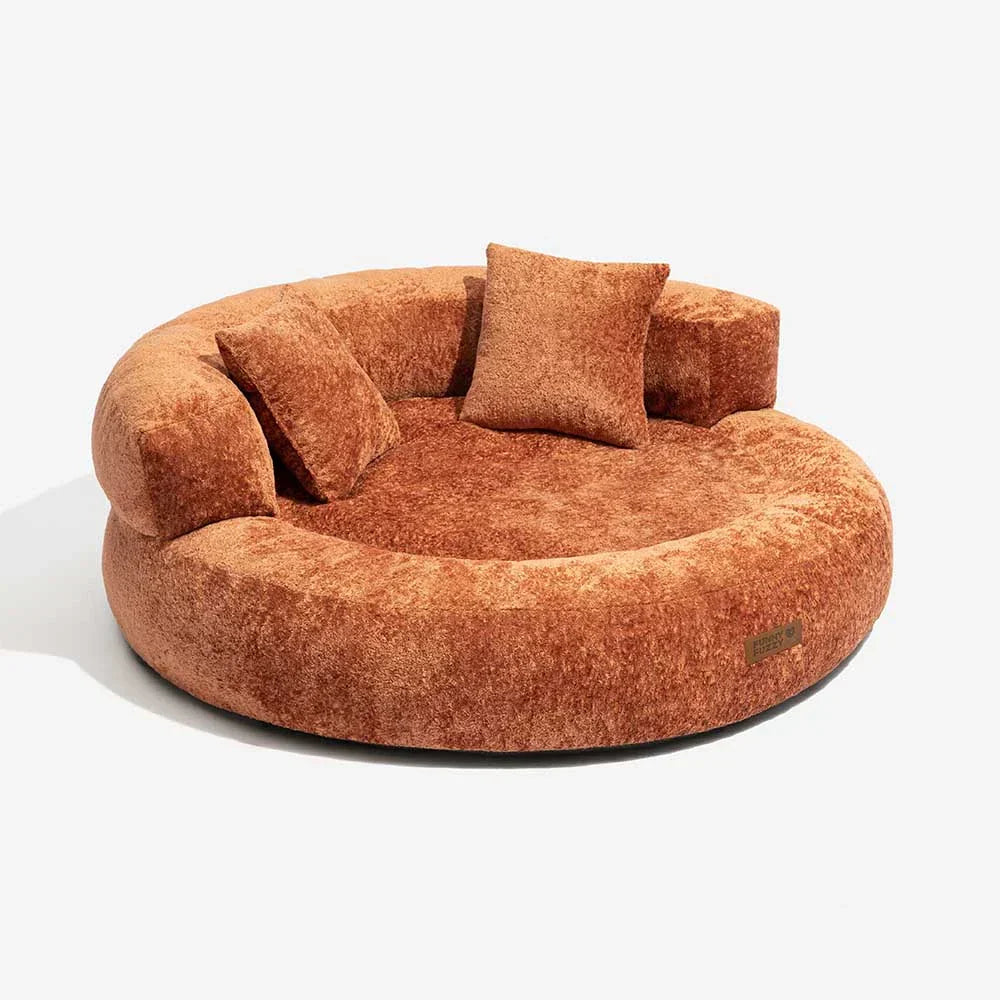 Luxe Diamond Velvet Removable Orthopaedic Donut Dog Bed With Pillow - DreamNest