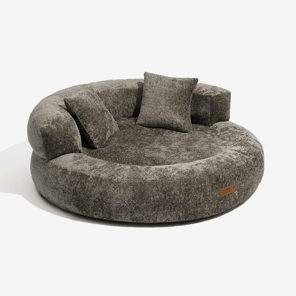 Luxe Diamond Velvet Removable Orthopaedic Donut Dog Bed With Pillow - DreamNest