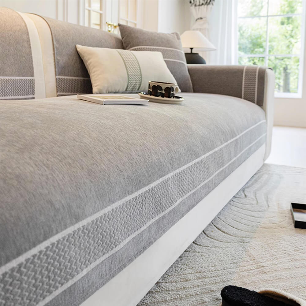 Chenille Jacquard Wide Edge Design Scratch-Resistant Sofa Cover