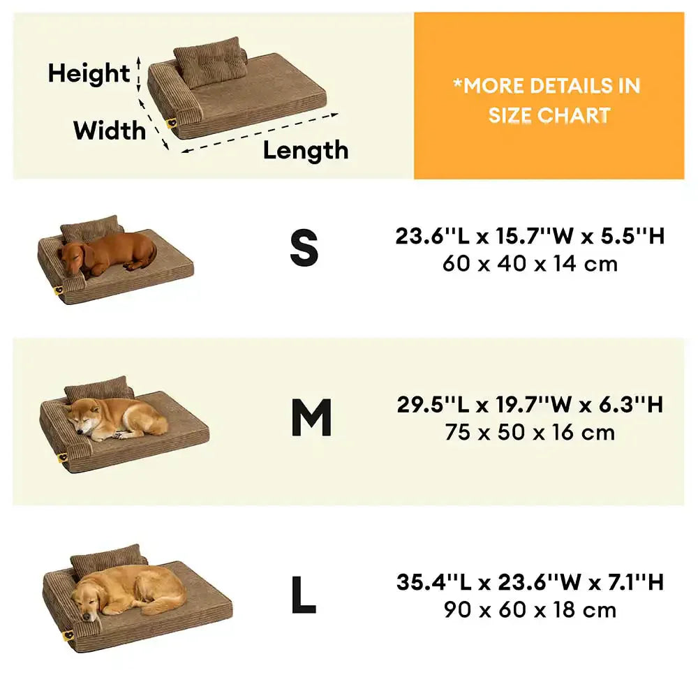 Corduroy Anti-Scratch Removable Orthopaedic Dog Bed with Pillow - ComfySofa