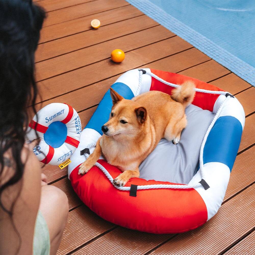 Summer Cooling Waterproof Boat-Shaped Pet Bed with Pillow – Chill Raft