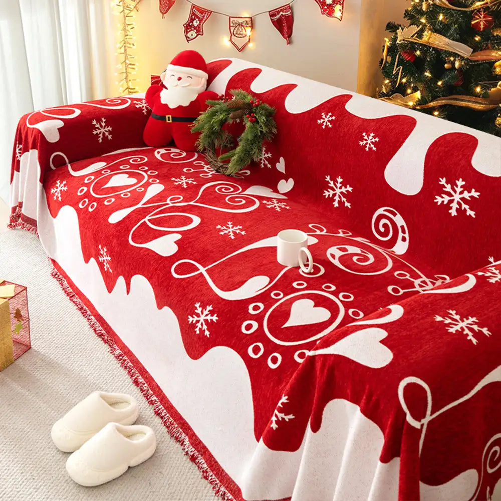 Christmas Decoration Chenille Wear-Resistant Sofa Blanket Sofa Cover