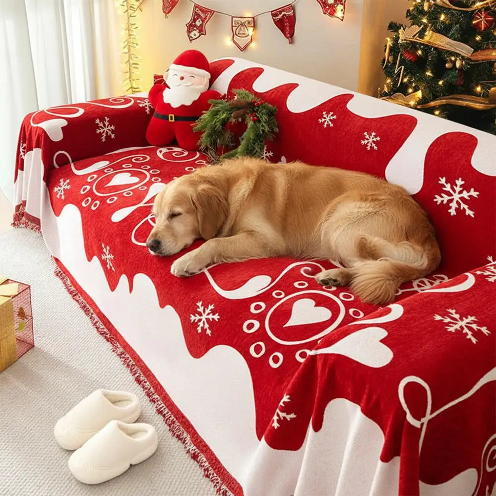 Christmas Decoration Chenille Wear-Resistant Sofa Blanket Sofa Cover