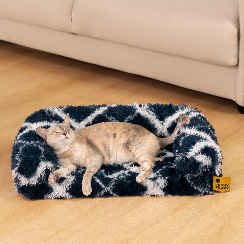 Classic Plaid Orthopaedic Bolster Cat Sofa Bed - Cosy Comfort