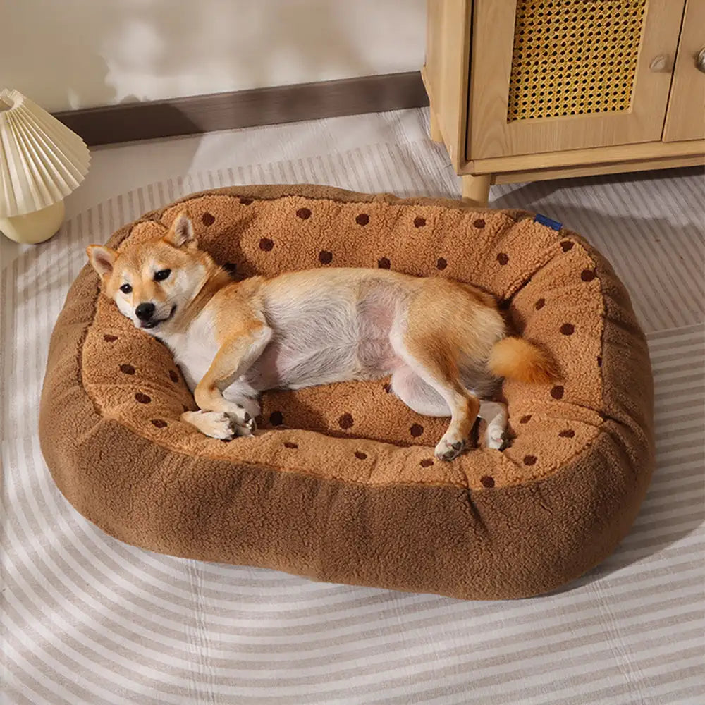 Cookie Plush Winter Warm Cosy Deep Sleep Dog Bed