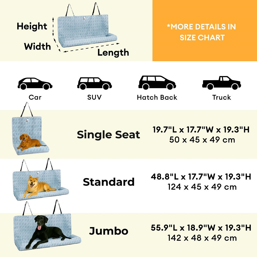 Cooling Travel Bolster Safety Back Seat Large Dog Car Seat Bed - Chill Rover