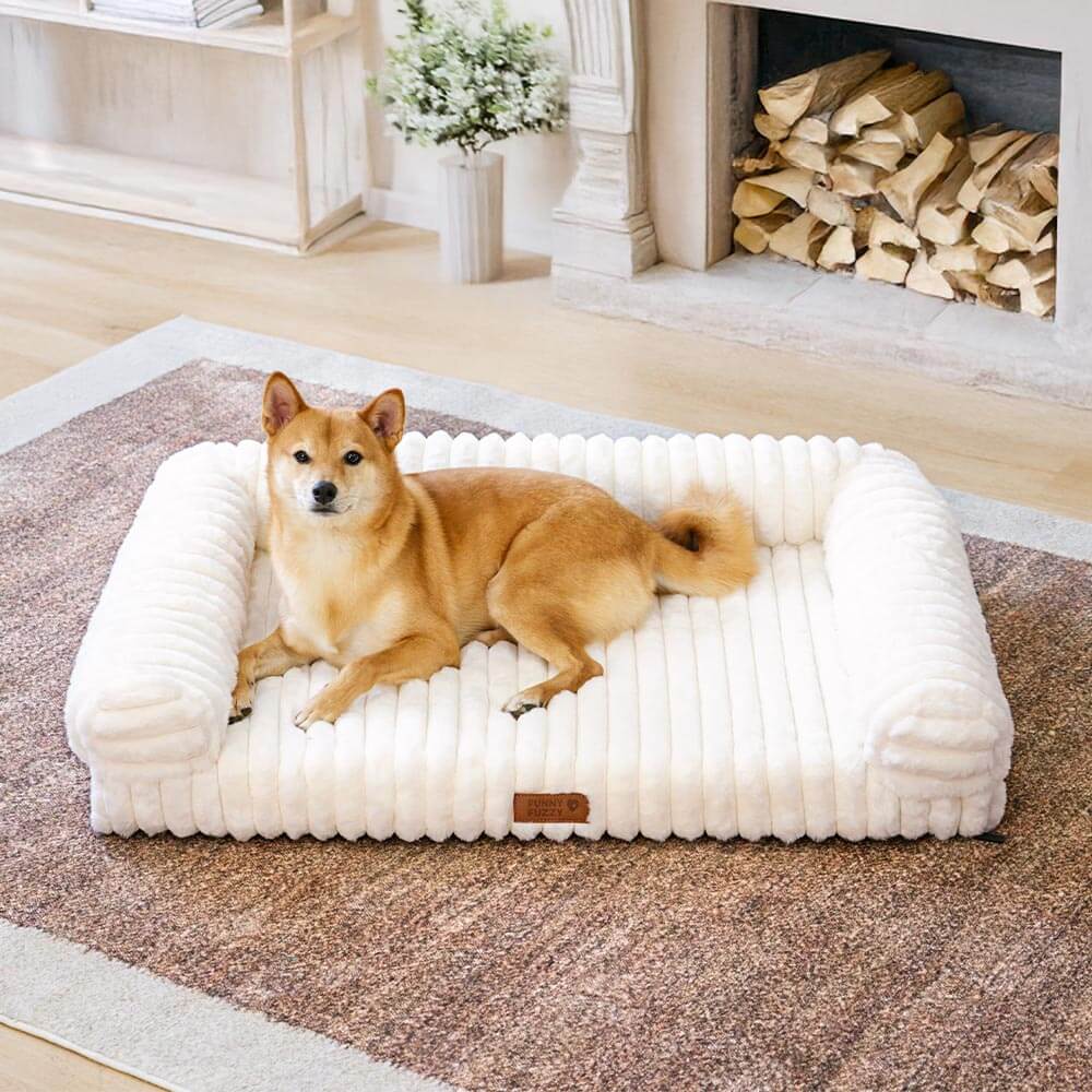 Cream Fluffy Comfort Orthopaedic Dog and Cat Sofa Bed