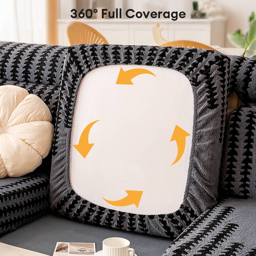 All-Season Soft & Stretchy Fishbone Striped Magic Sofa Cover