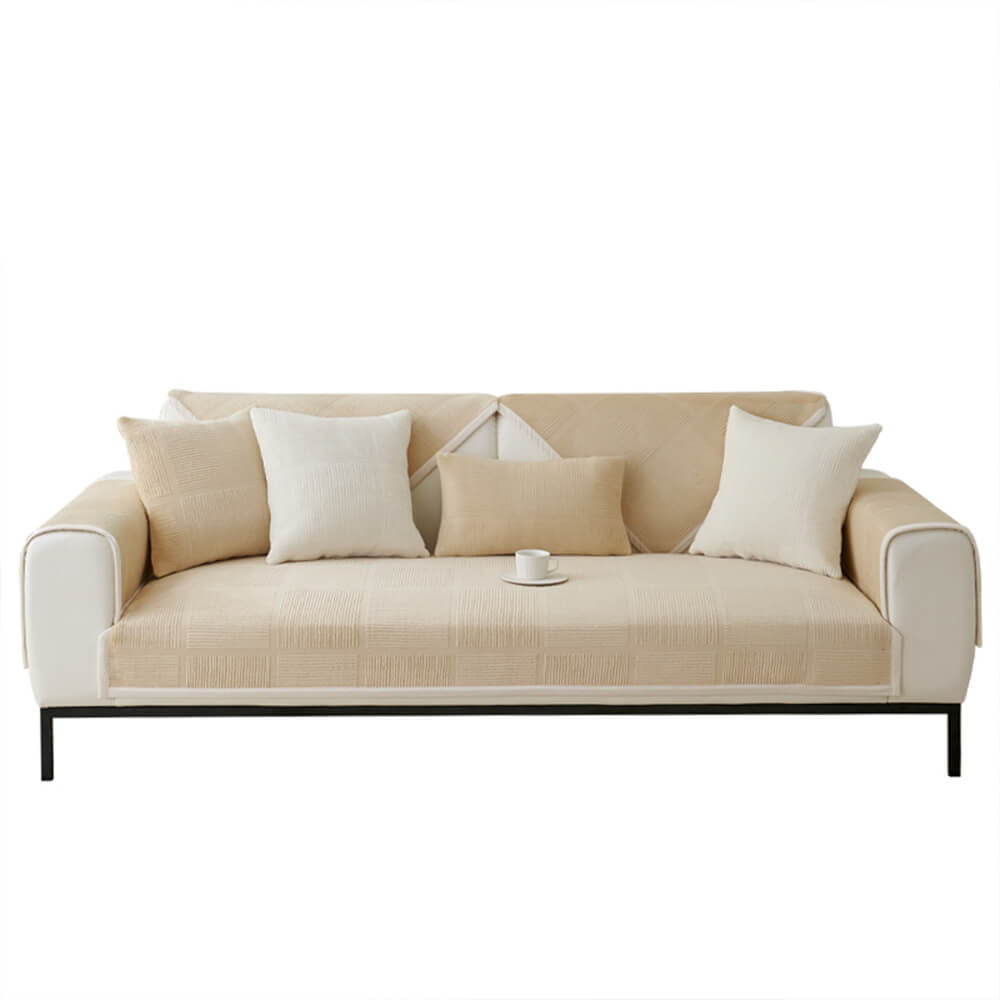 Classic Striped Square Plush Sofa Cover