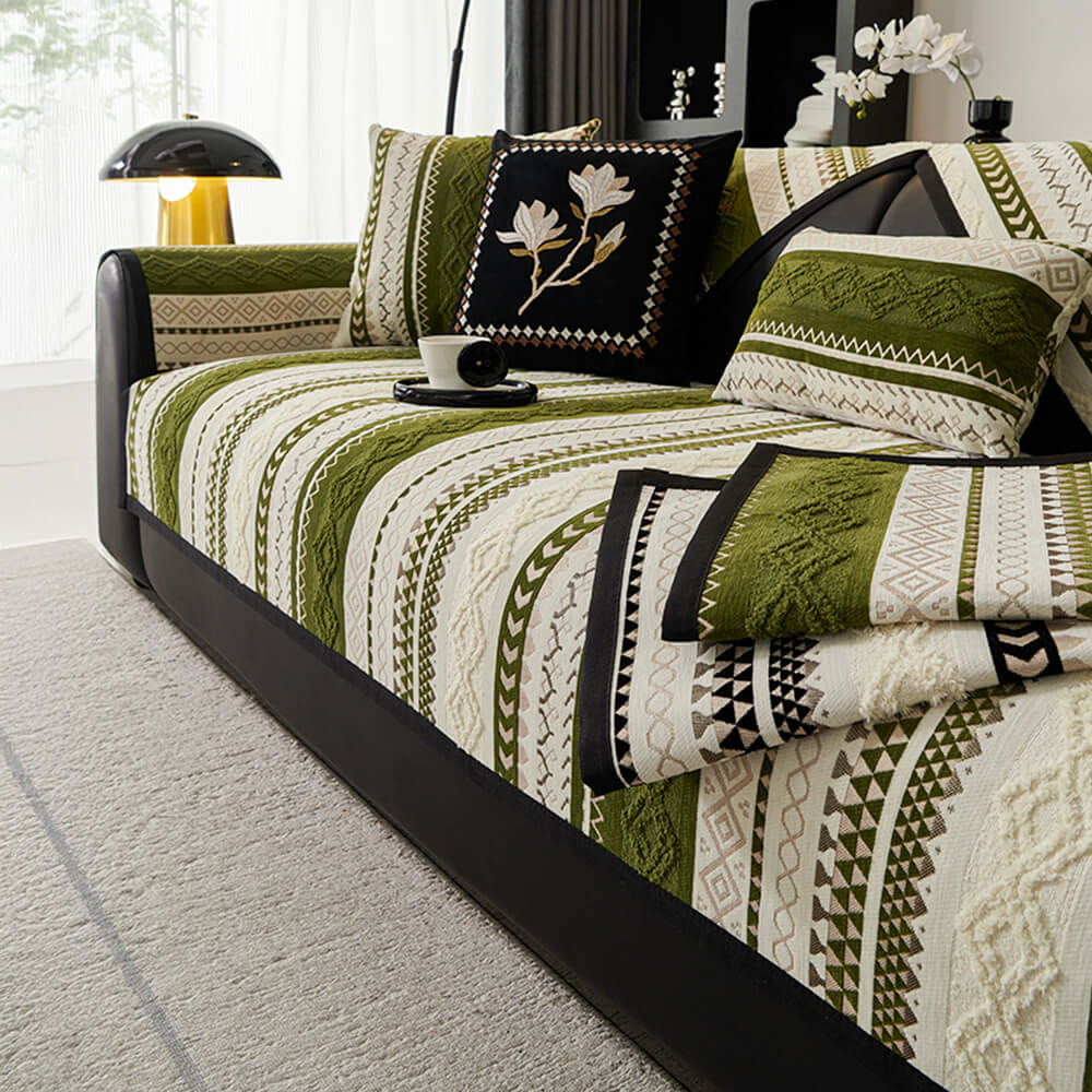 Colour-block Woven Suede Soft Skin-Friendly Anti-Skid Sofa Cover
