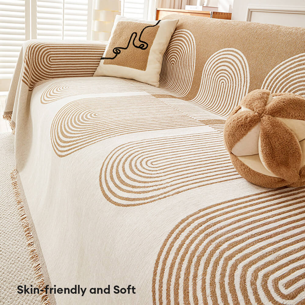 Geometric Pattern Reversible Chenille Throw Sofa Cover