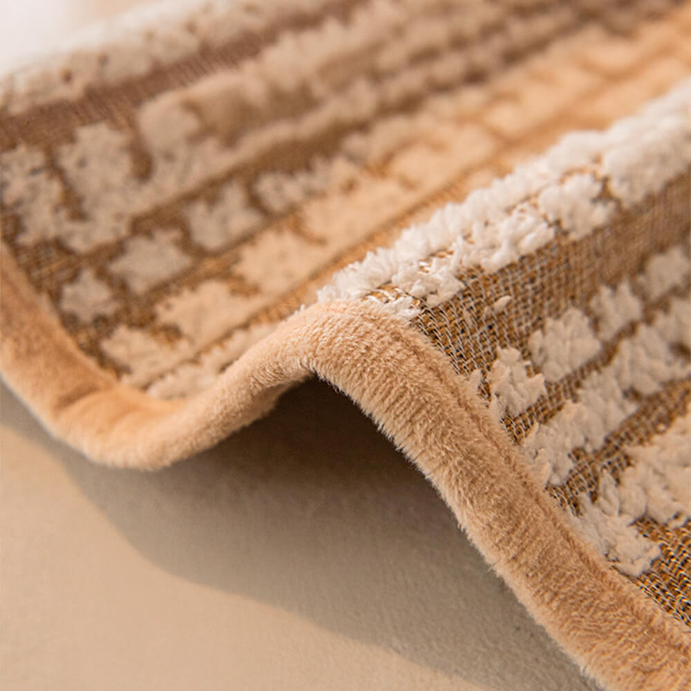 Modern Abstract Lines Plush Sofa Cover with Wavy Edges