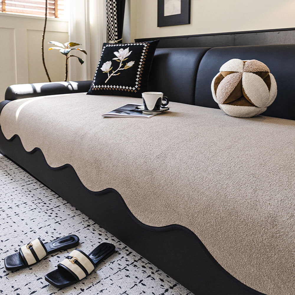 Water-repellent Teddy Fleece Non-Slip Straight Sofa Cover