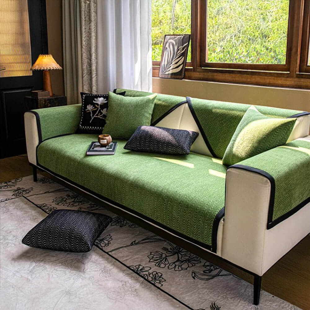 Chenille Anti-Slip Cat-Scratch Resistant Wavy Texture Premium Sofa Cover