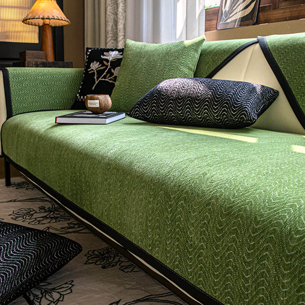 Chenille Anti-Slip Cat-Scratch Resistant Wavy Texture Premium Sofa Cover