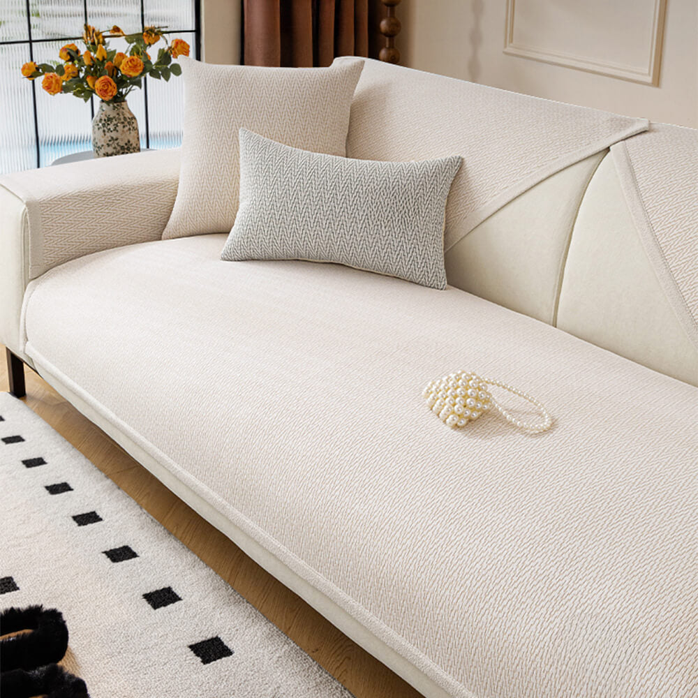 Chenille Minimalist Anti-Slip Fabric with Cat Scratch-Resistant Design Sofa Cover