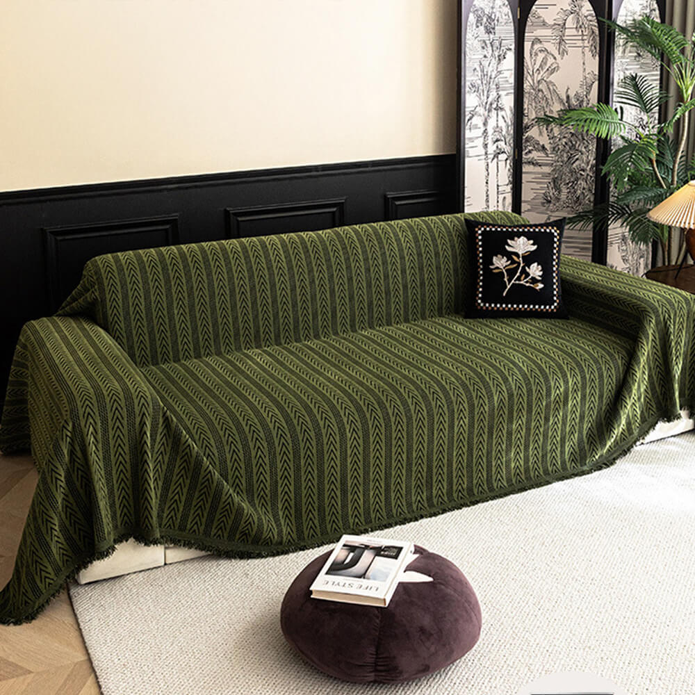 Jacquard Tassel Chenille Sofa Cover