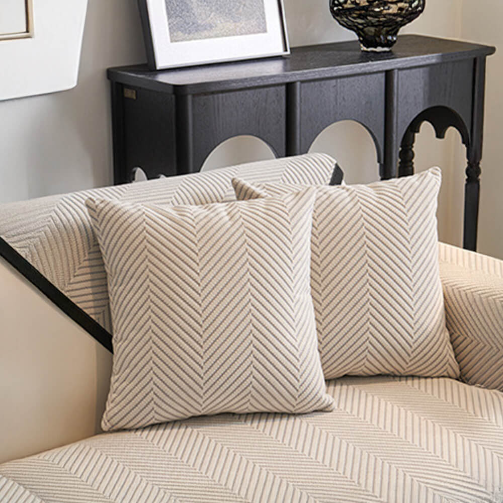 Two-Tone Woven Herringbone Skin-Friendly Polar Fleece Sofa Cover