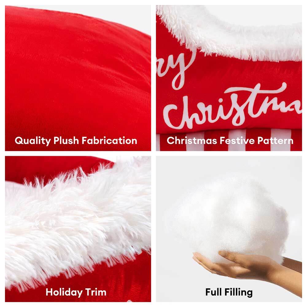 Festive Plush Cosy Dog Bed - Christmas Sleigh