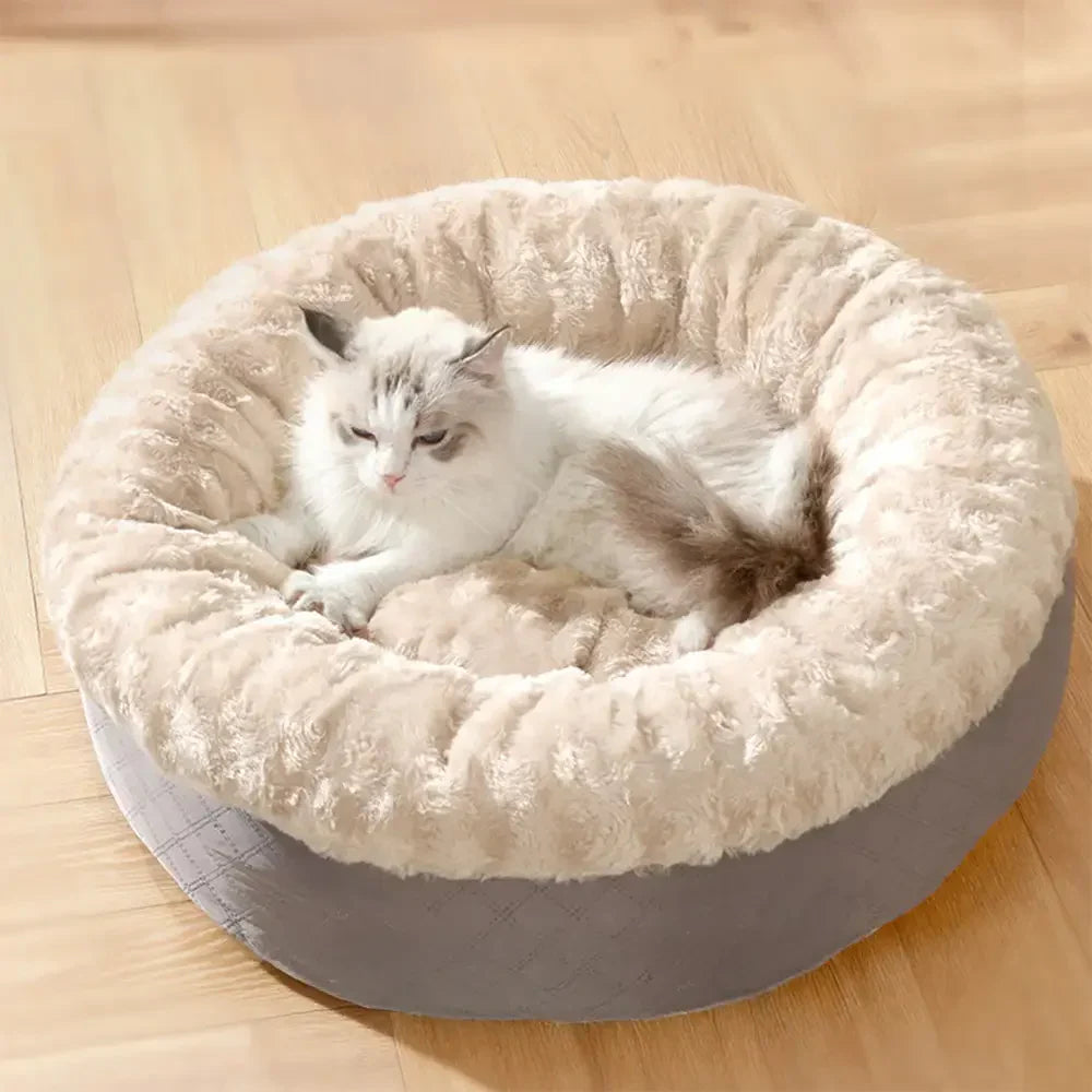 Fluffy Faux Rabbit Fur Warm Donut Dog & Cat Bed
