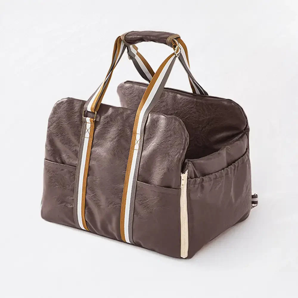 Deluxe Faux Leather Safety Center Console Pet Car Seat and Carrier 3-in-1