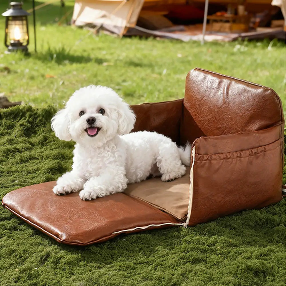 Deluxe Faux Leather Safety Center Console Pet Car Seat and Carrier 3-in-1