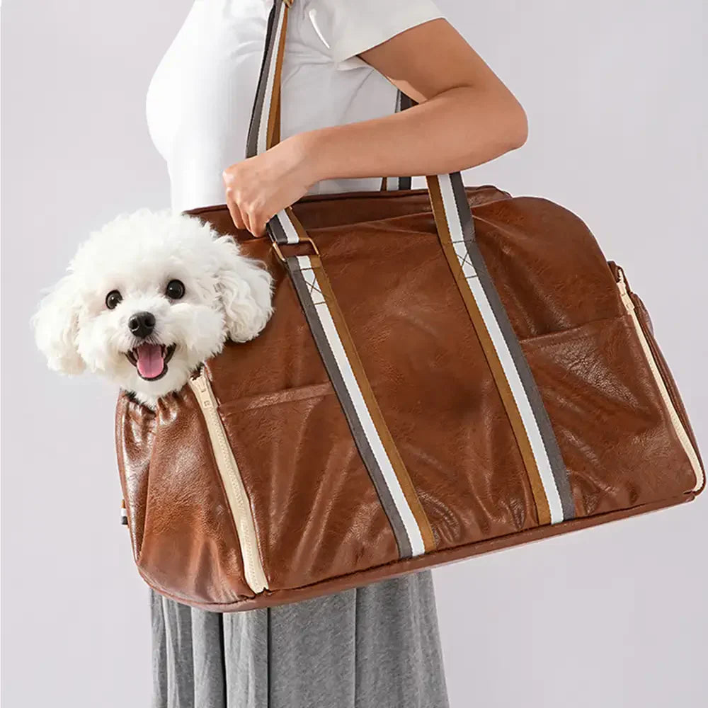 Deluxe Faux Leather Safety Center Console Pet Car Seat and Carrier 3-in-1