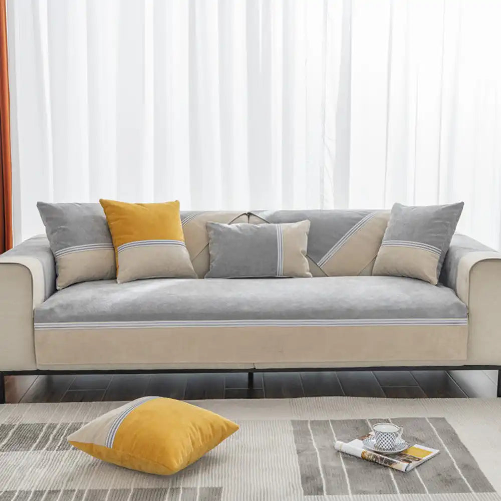 All Seasons Water-Resistant Colourblock Anti-Slip Sofa Cover for Pets and Kids