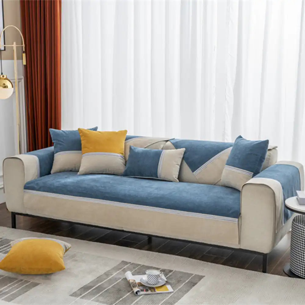 All Seasons Water-Resistant Colourblock Anti-Slip Sofa Cover for Pets and Kids