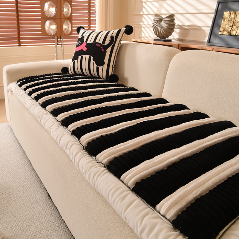 Comfort Plush Thickened Striped Non-Slip Sofa Cover