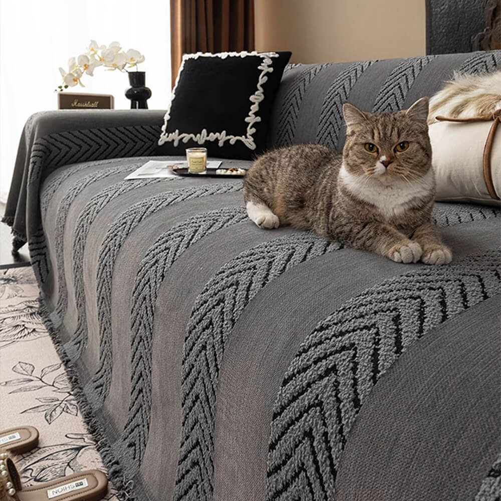 Herringbone Chenille Durable Throw Sofa Cover with Seamless Pattern Stitching
