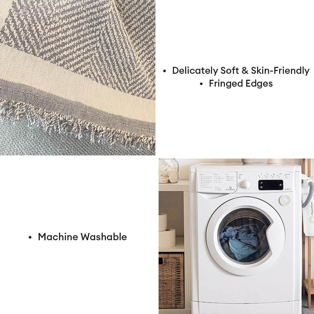 Herringbone Pattern Fringed Chenille Throw Sofa Cover