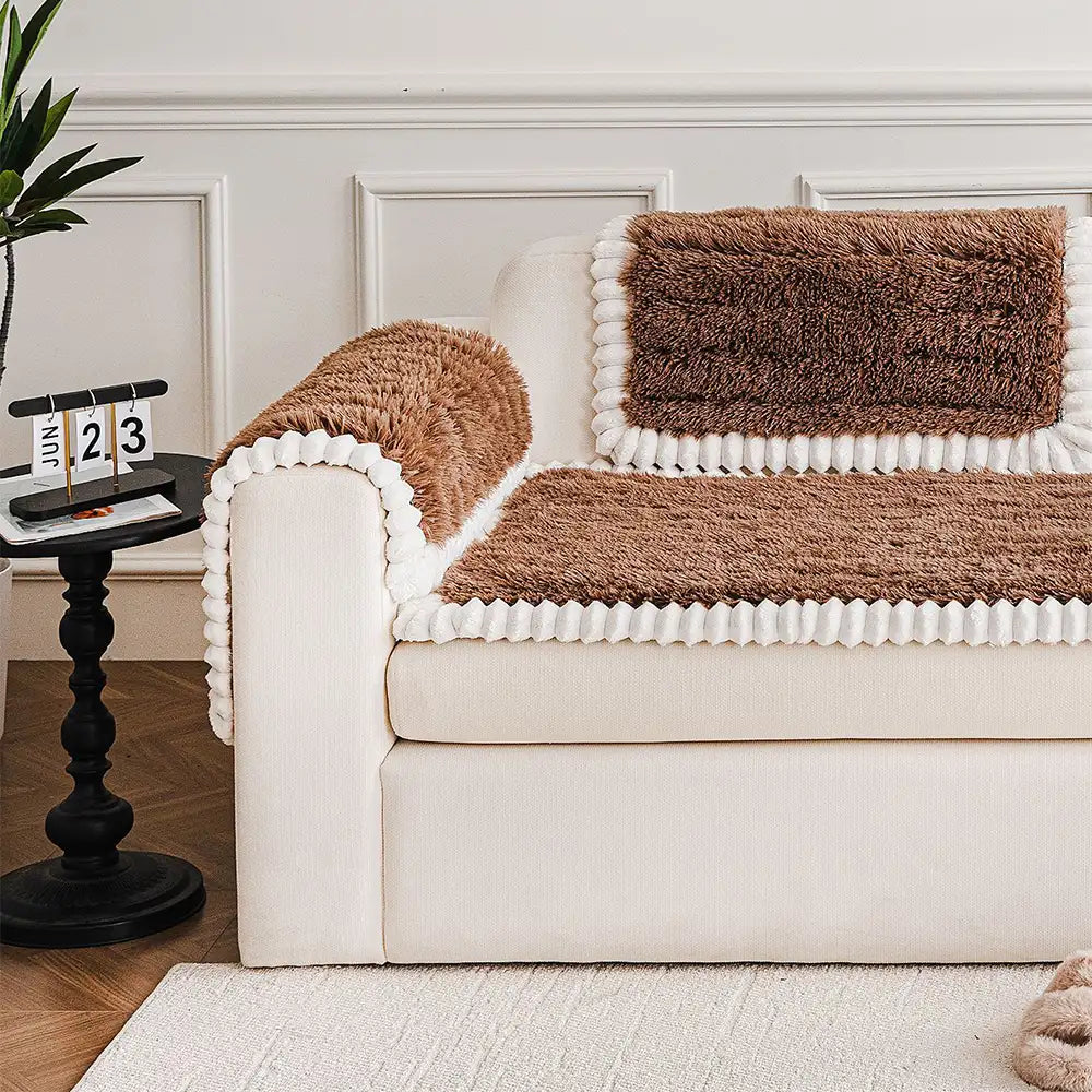 Luxury Fluffy Plush Thickened Comfortable Non-Slip Sofa Cover