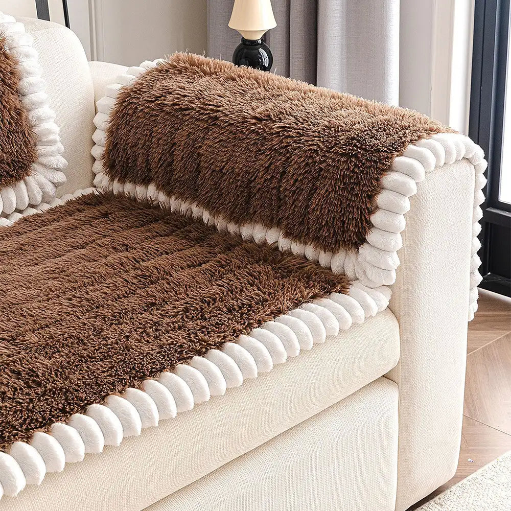 Luxury Fluffy Plush Thickened Comfortable Non-Slip Sofa Cover