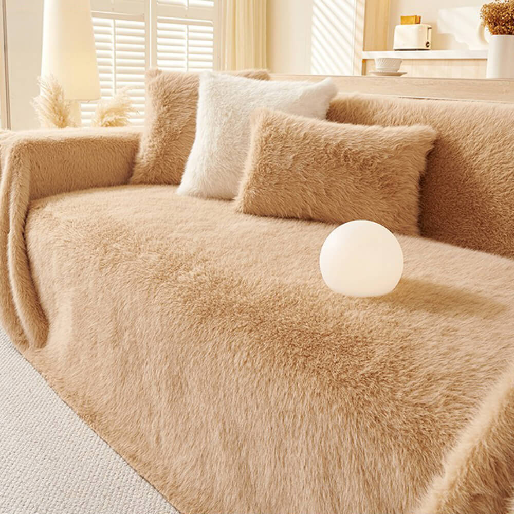 Luxury Skin-Friendly Long Faux Fur One-Piece Multi Functional Sofa Cover