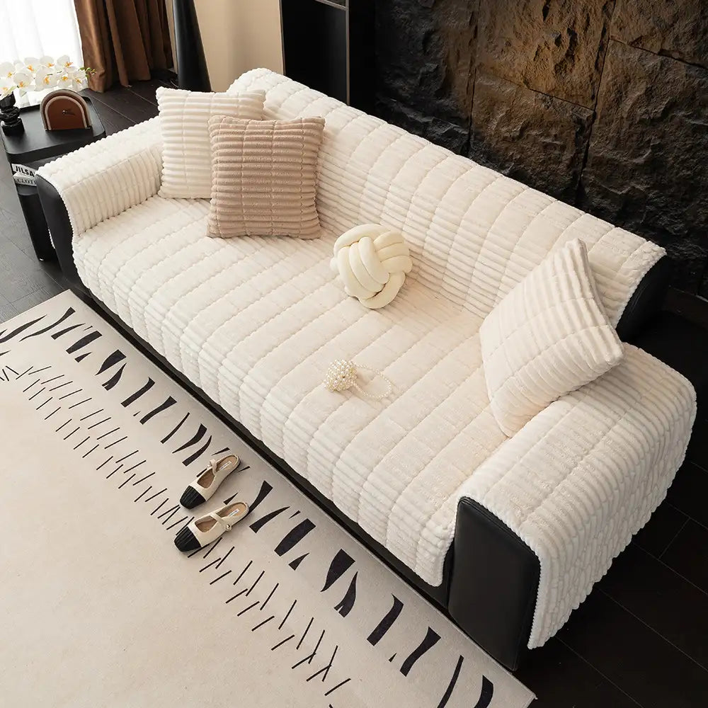 One-Piece Cosy Flannel Sofa Protection Non-Slip Sofa Cover