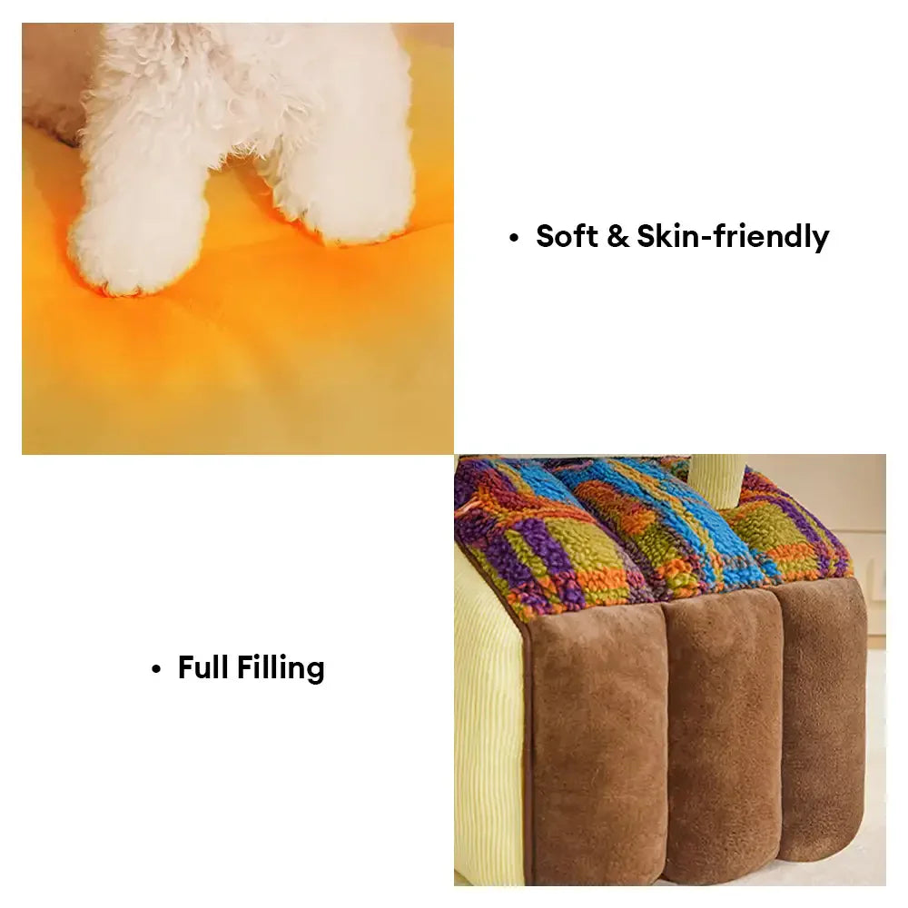 Plaid Retro Cosy Cave-Style Warm Deep Sleeping Dog & Cat Bed - Retro House