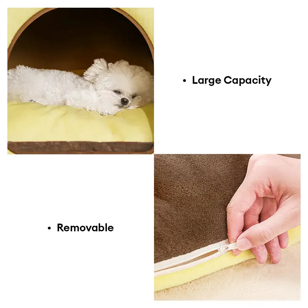 Plaid Retro Cosy Cave-Style Warm Deep Sleeping Dog & Cat Bed - Retro House