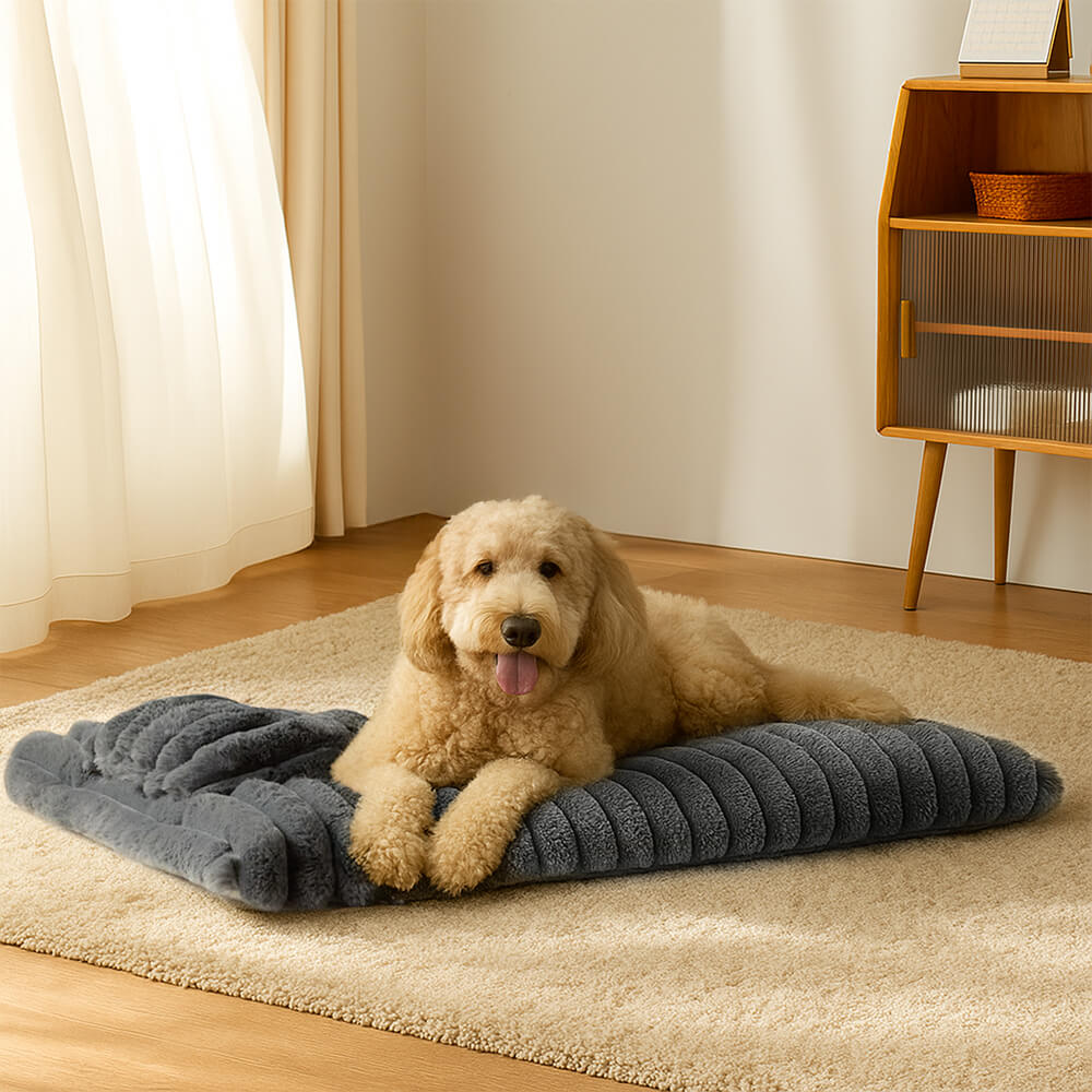 Plush Fluffy Thick Comfort Calming Dog Bed with Pillow
