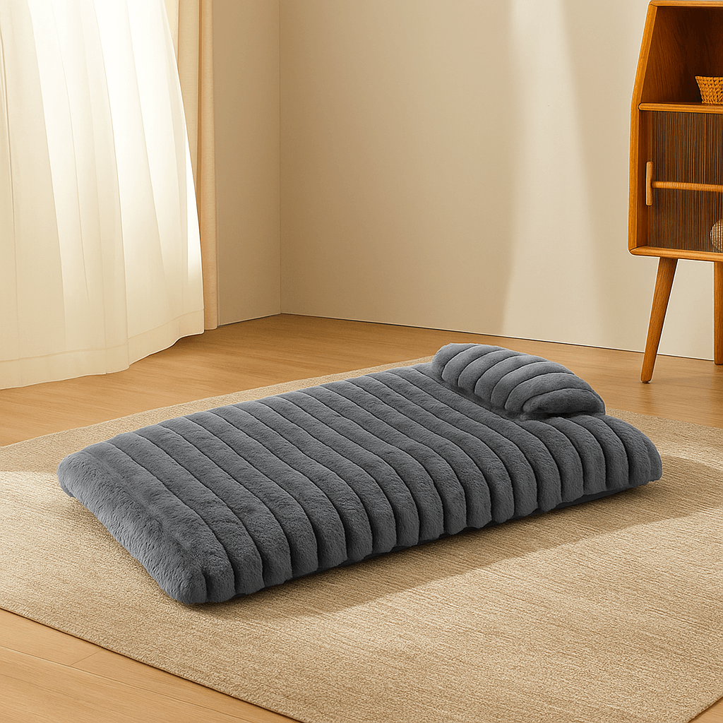 Plush Fluffy Thick Comfort Calming Dog Bed with Pillow