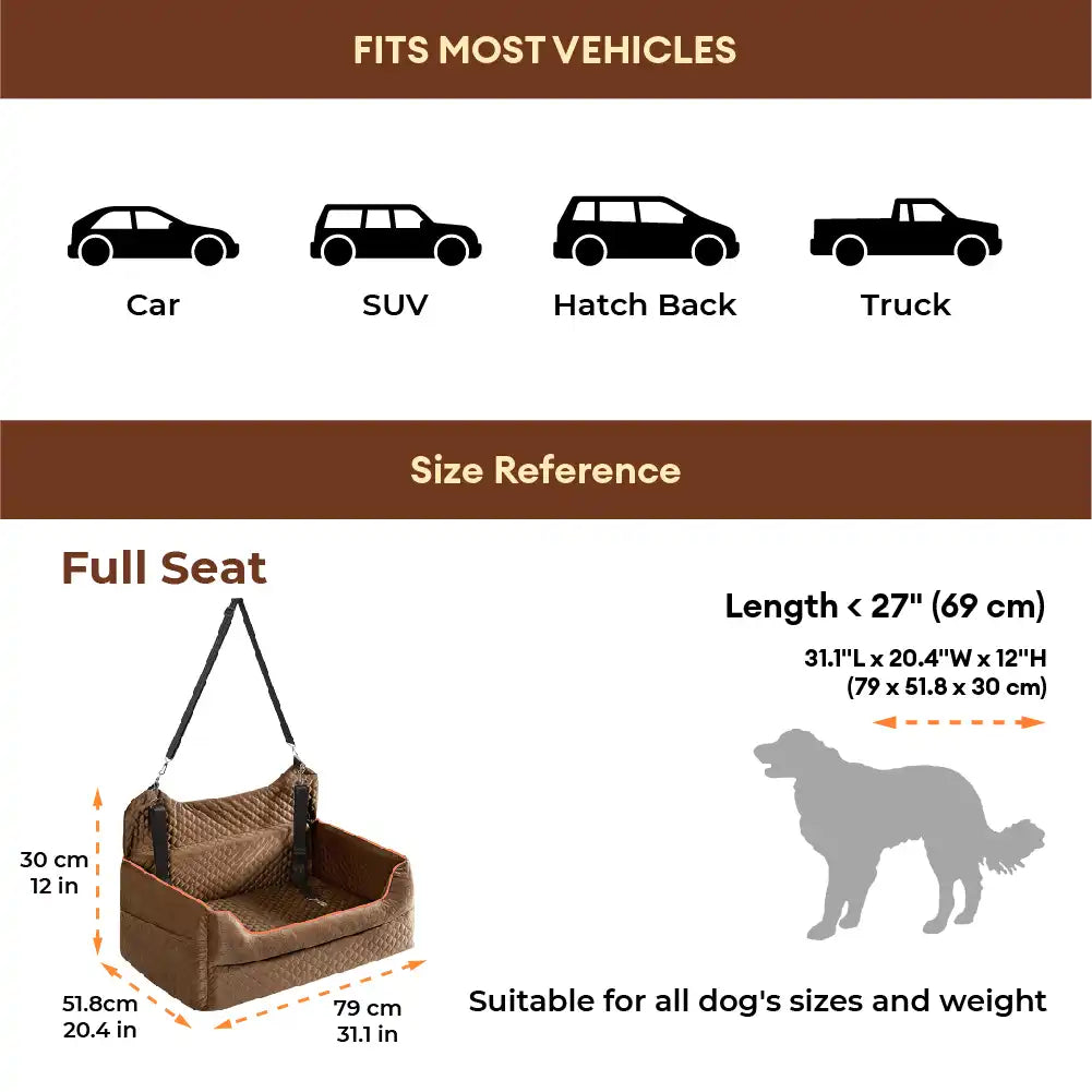 Portable Washable Travel Safety Large Dog Car Booster Seat Bed for Back Seat