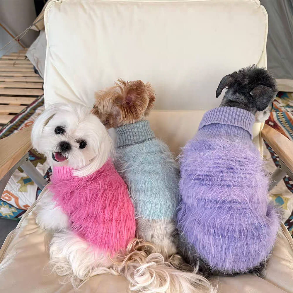 Soft Fluffy Fashion Luxurious Dog Clothes Turtleneck Knit Jumper