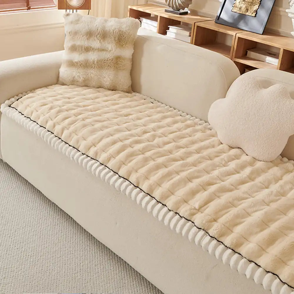 Solid-Colour Fluffy Sofa Decor Thickened Sofa Cover