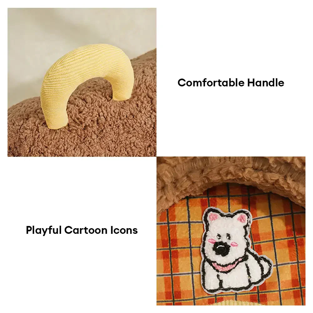 Vintage Plaid Cosy Plush Warm Foldable Cat Cave Dog House