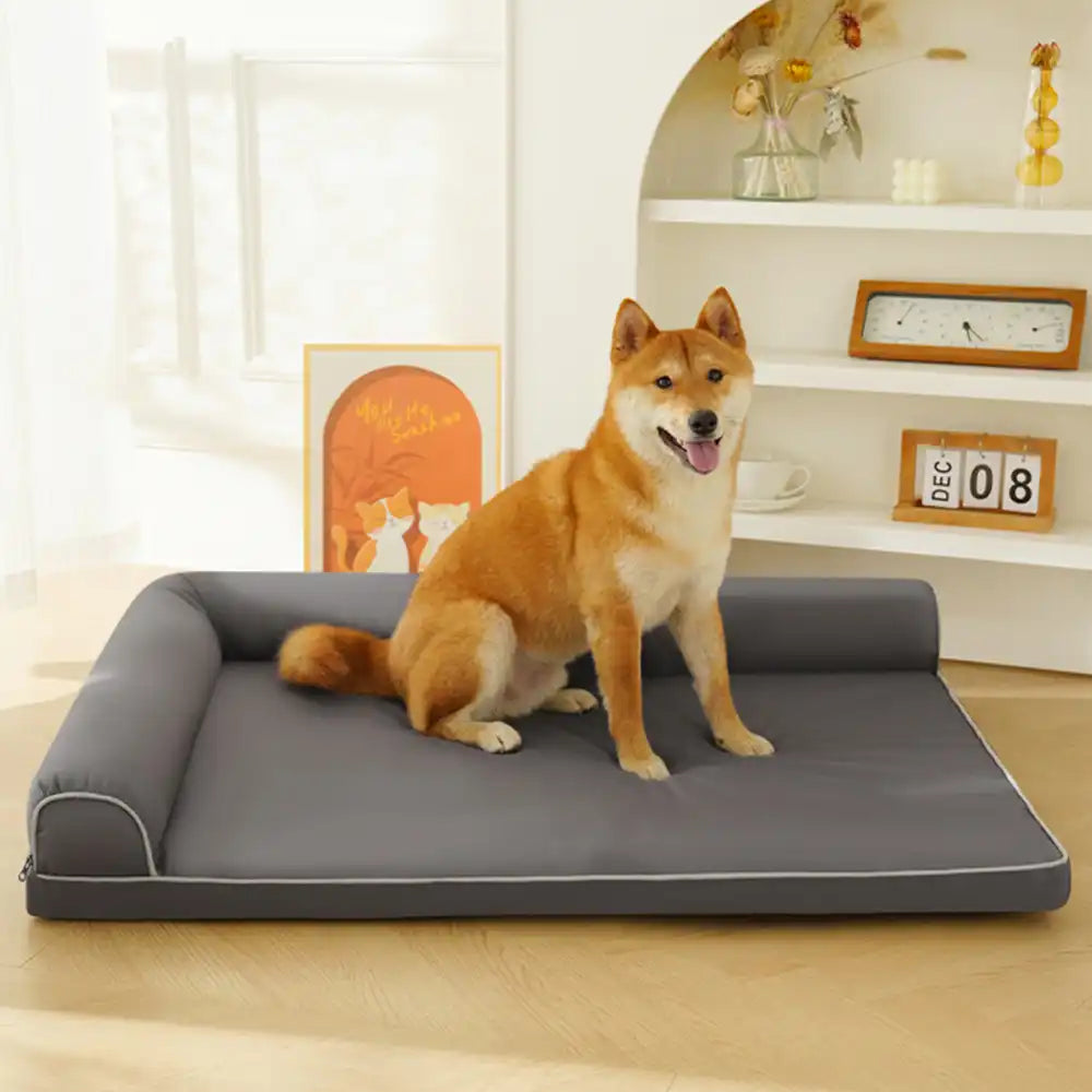Waterproof Egg Foam Orthopaedic Bed with L Bolster Sides Large Dog Bed