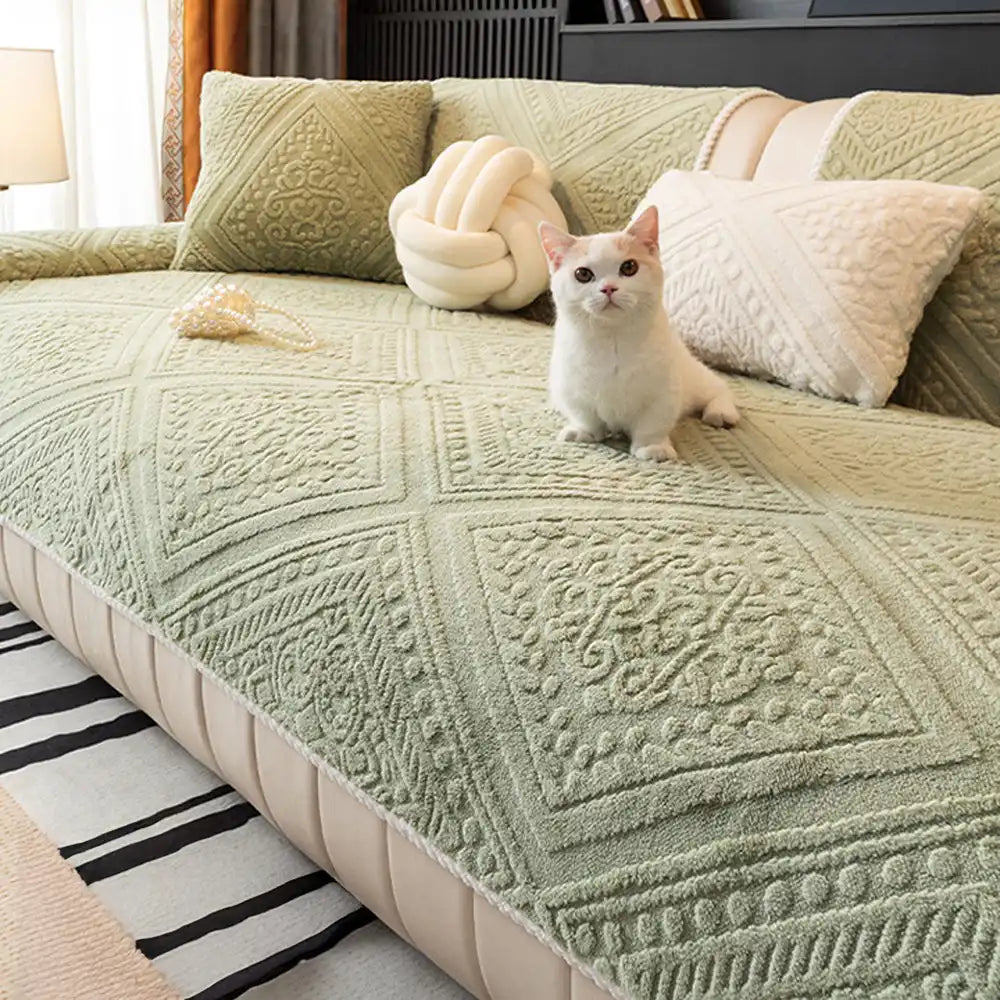 All Season Nordic Style Carved Plush Decorative Non-Slip Sofa Cover